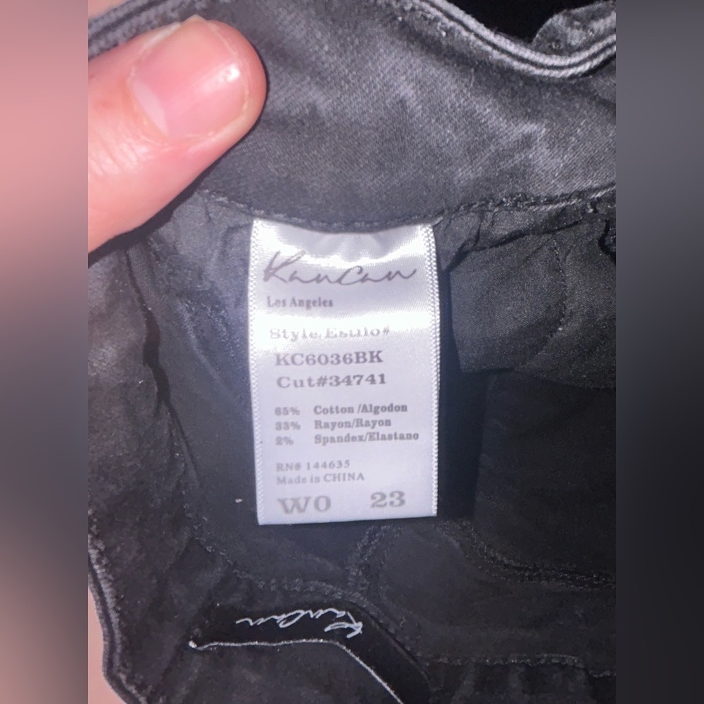 KanCan Black Distressed Denim Shorts | Size 23 | Cuffed Hem - Picture 6 of 6